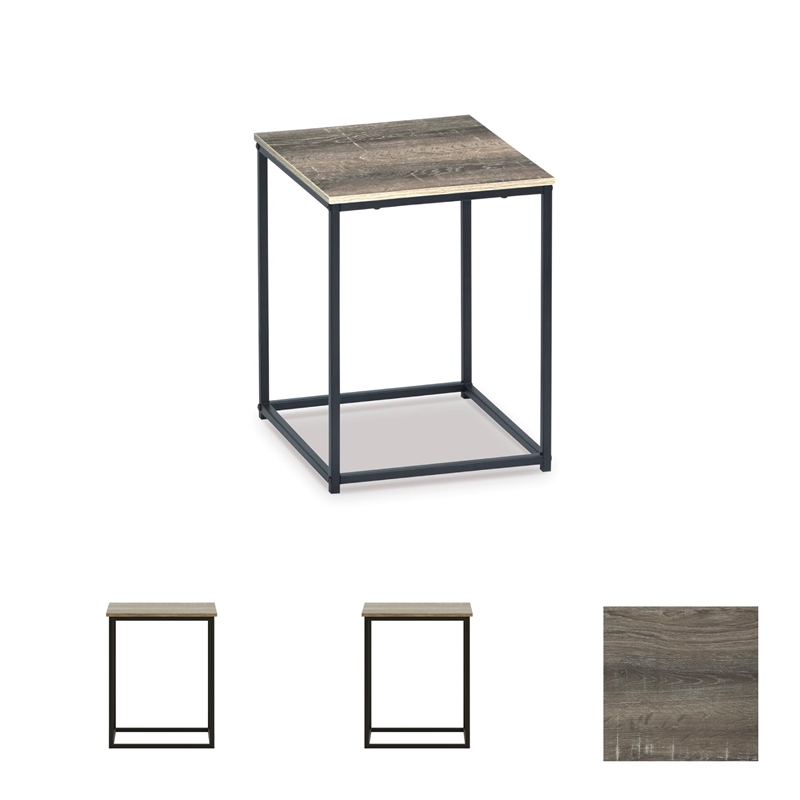 Bowery Hill Modern 3 Piece Coffee Table Set in Dark Metallic and Black