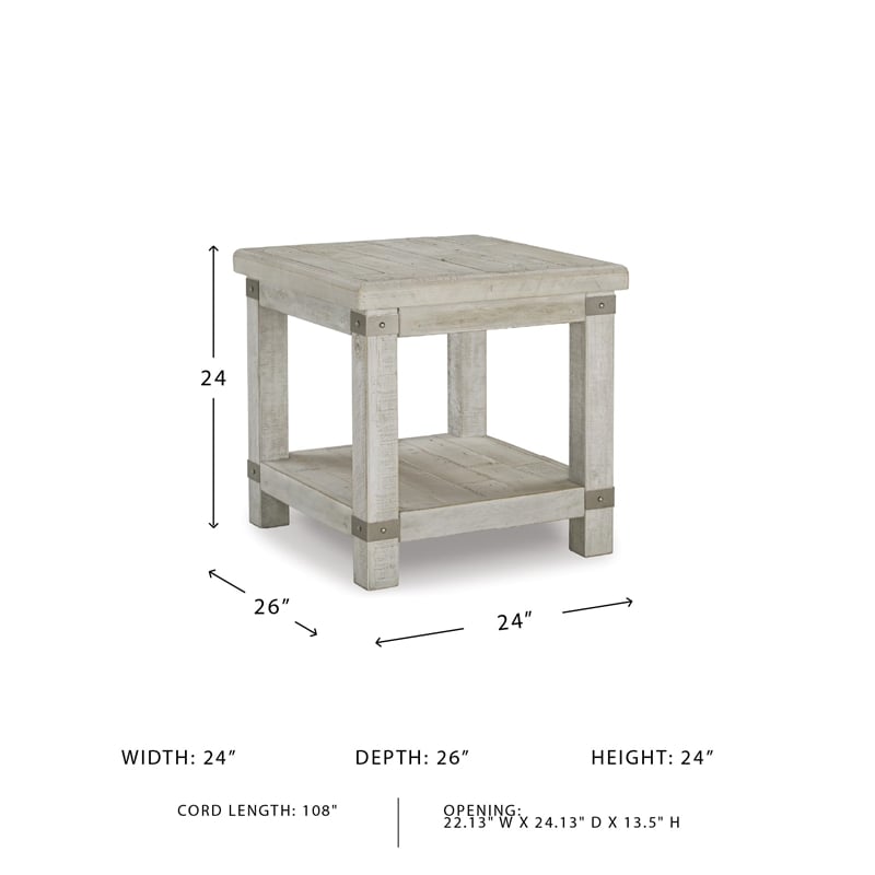 Bowery Hill End Table in Whitewash and Gray
