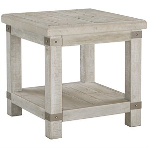 bowery hill end table in whitewash and gray