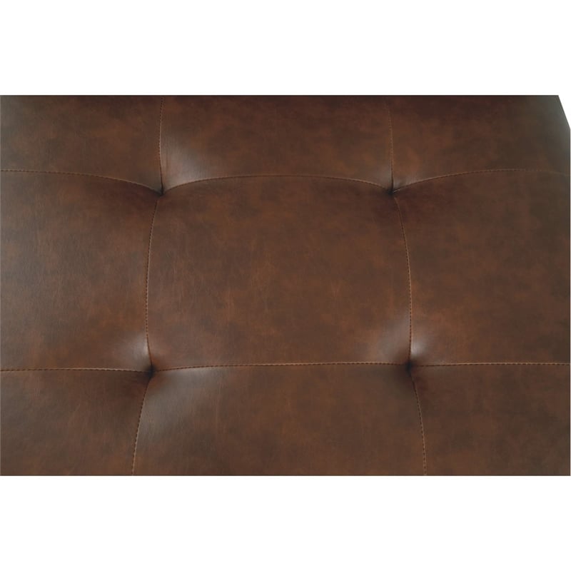 Bowery Hill Faux Leather Tufted Accent Chair in Brown
