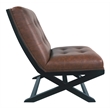 Bowery Hill Faux Leather Tufted Accent Chair in Brown