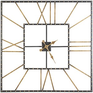 bowery hill metal wall clock in black and gold