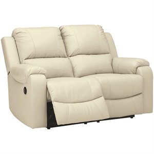 bowery hill leather reclining loveseat in cream