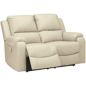 bowery hill leather power reclining loveseat in cream