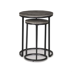 Bowery Hill 2-Piece Engineered Wood Nesting End Table Set in Gray/Black