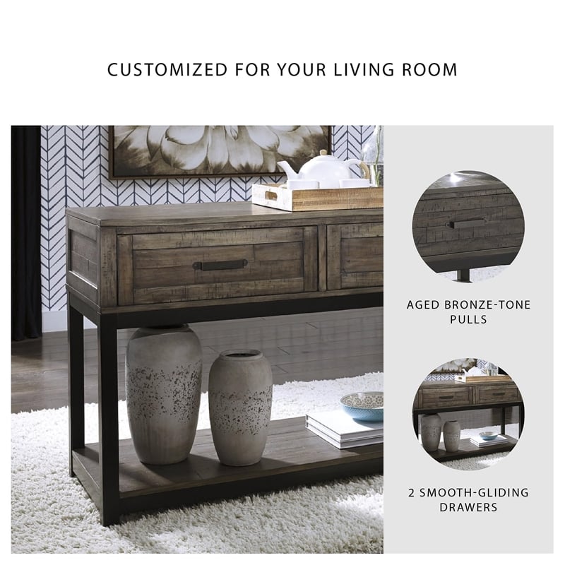 Bowery Hill 2 Drawer Console Table in Grayish Brown