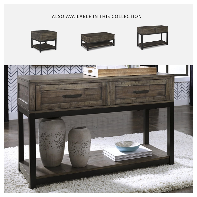 Bowery Hill 2 Drawer Console Table in Grayish Brown