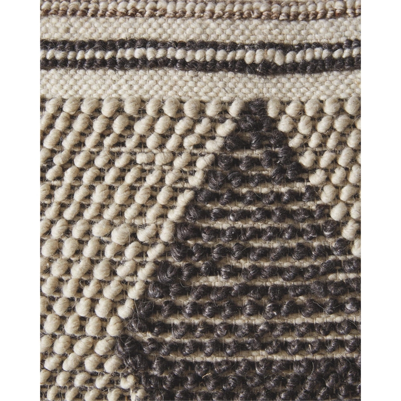 Bowery Hill Contemporary Diamond Hand Woven Wool Throw Pillow in Gray and Cream