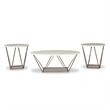 Bowery Hill 3 Piece Faux Marble Top Accent Coffee Table Set in Gold