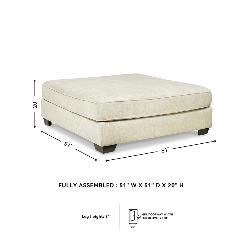 Bowery Hill Oversized Accent Ottoman in Parchment