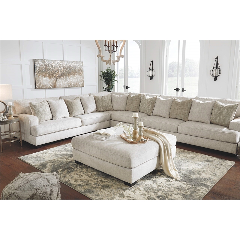 Bowery Hill Oversized Accent Ottoman in Parchment