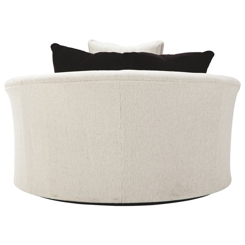 Bowery Hill Oversized Round Swivel Chair in Snow