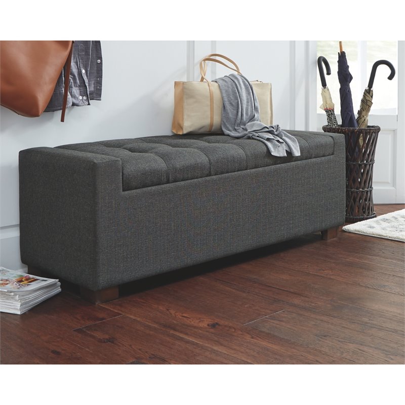 Bowery Hill Storage Bench in Gray