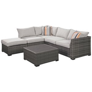 bowery hill 4 piece outdoor sectional set in gray