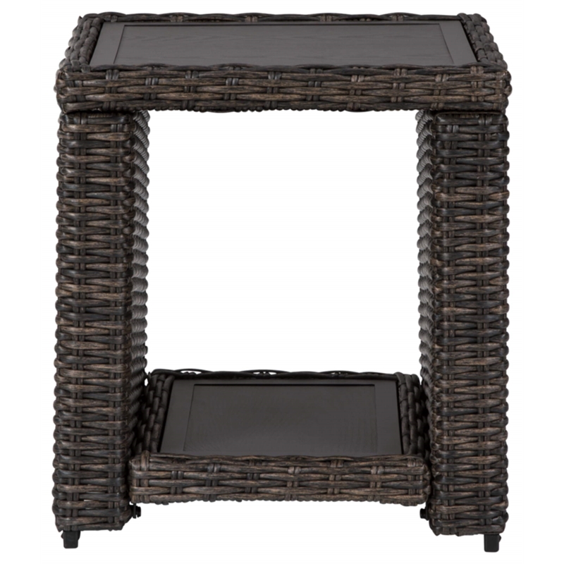 Bowery Hill Square Patio End Table in Brown