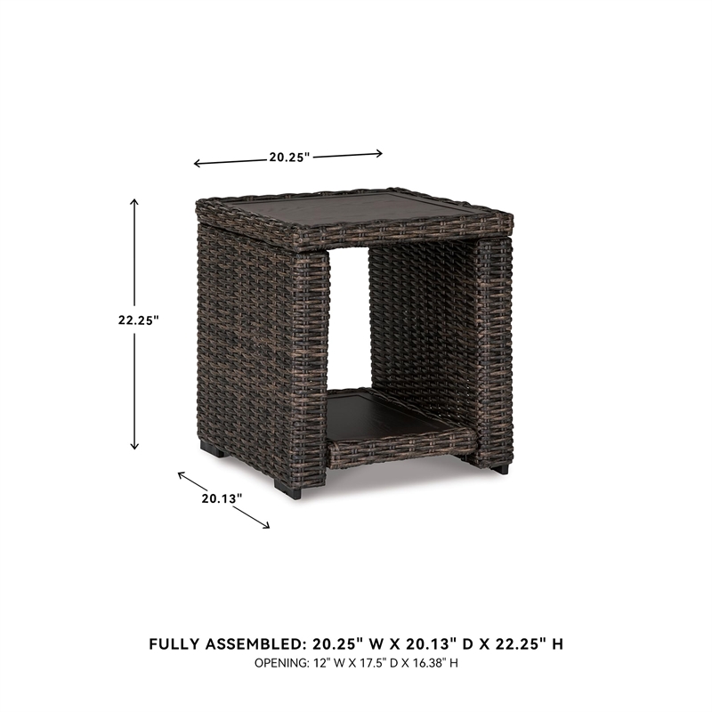 Bowery Hill Square Patio End Table in Brown