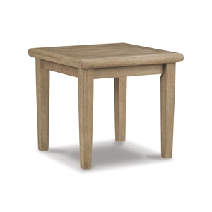 Bowery Hill Square Contemporary Wood Patio End Table in Brown