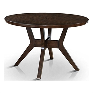 Bowery Hill Mecca Mid-century Wood Round Dining Table in Gray
