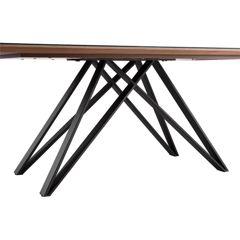 Bowery Hill Contemporary Glass/Metal/Wood Dining Table in Black