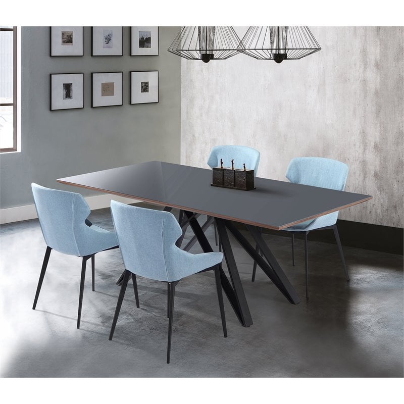 Bowery Hill Dining Table in Matte Black Finish and Dark Gray Glass Top | Cymax Business