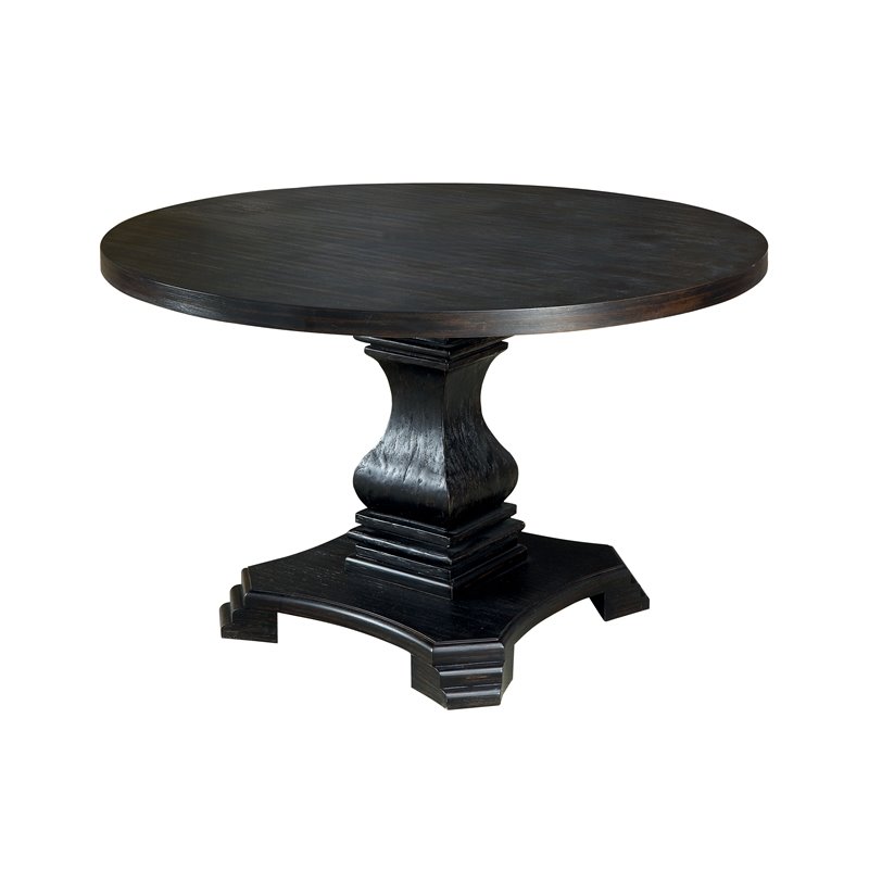 Bowery Hill 48-inch Wood Round Dining Table in Antique Black