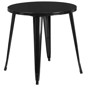 Bowery Hill 30&quot Round Metal Dining Table in Black