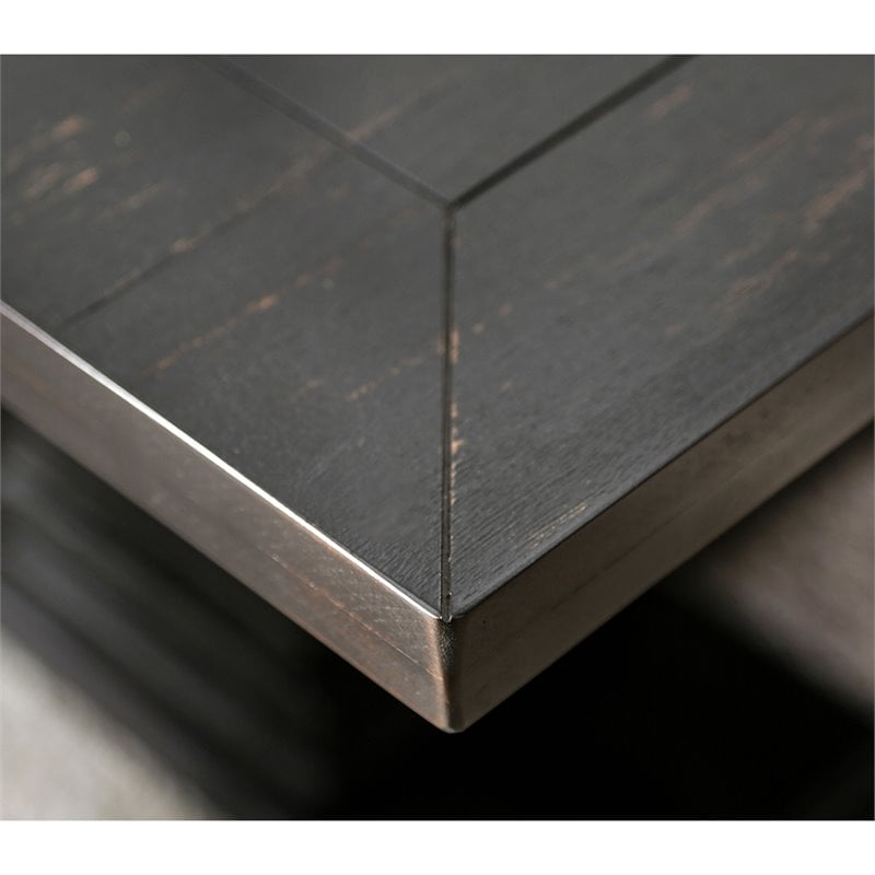 Bowery Hill Transitional Wood Pedestal Dining Table in Antique Black