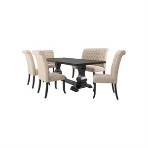 bowery hill rustic wood pedestal dining table in antique black
