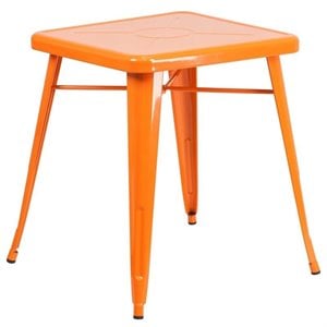 Bowery Hill 28&quot Square Metal Cafe Dining Table in Orange