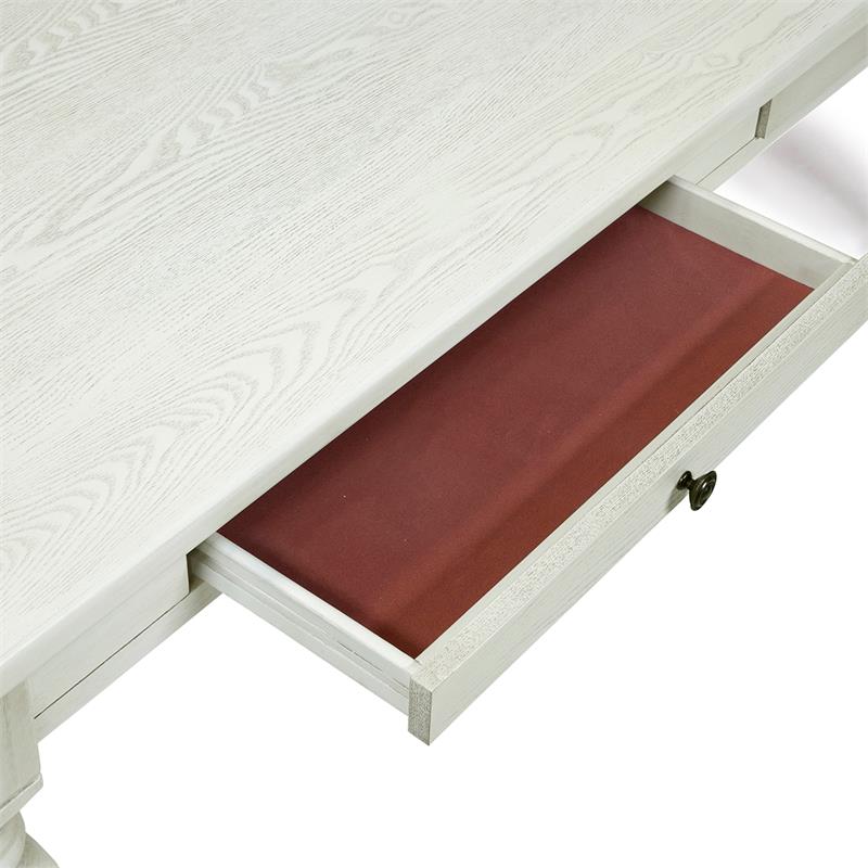 Bowery Hill 4-Drawer Transitional Wood Dining Table in Antique White