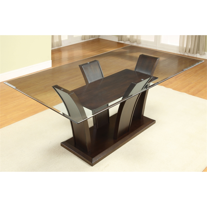 Bowery Hill Contemporary Wood Dining Table in Brown Cherry