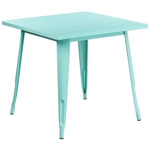 Bowery Hill 31.5&quot Square Metal Dining Table in Mint Green