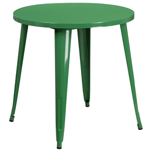Bowery Hill 30&quot Round Metal Dining Table in Green