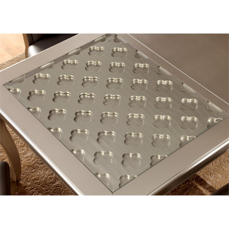 Bowery Hill Solid Wood Extendable Dining Table in Silver