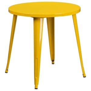Bowery Hill 30&quot Round Metal Dining Table in Yellow