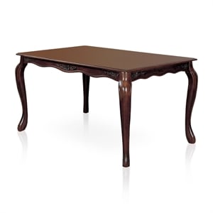 Bowery Hill Transitional Wood Carved Dining Table in Dark Walnut
