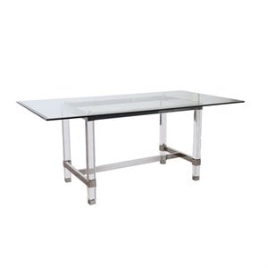 bowery hill contemporary glass dining table in chrome