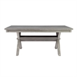 Bowery Hill 7-Piece Padded Seats Wood Dining Set in Weathered Gray/Tan