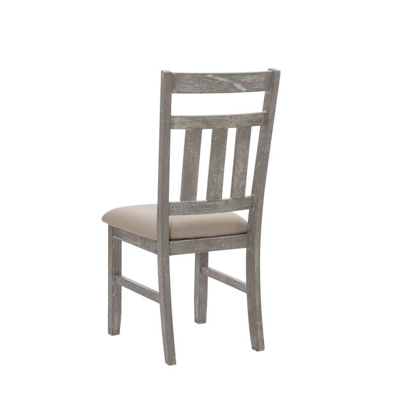 Bowery Hill 7-Piece Padded Seats Wood Dining Set in Weathered Gray/Tan