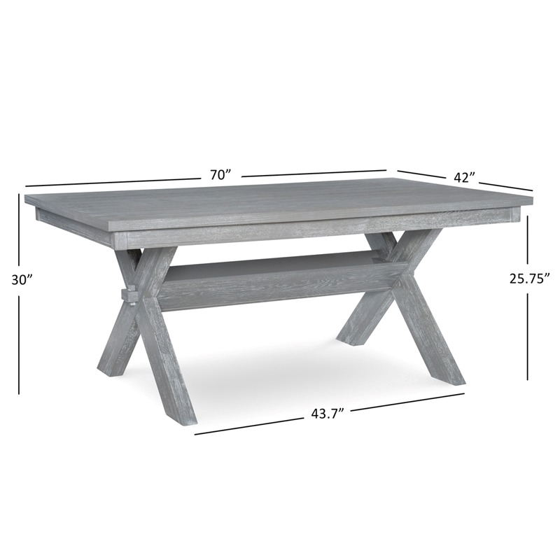 Bowery Hill 7-Piece Padded Seats Wood Dining Set in Weathered Gray/Tan