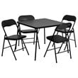 Bowery Hill 5 Piece Folding Card Dining Table and Chair Set in Black