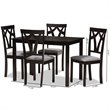 Bowery Hill 5 Piece Dining Set in Gray and Dark Brown