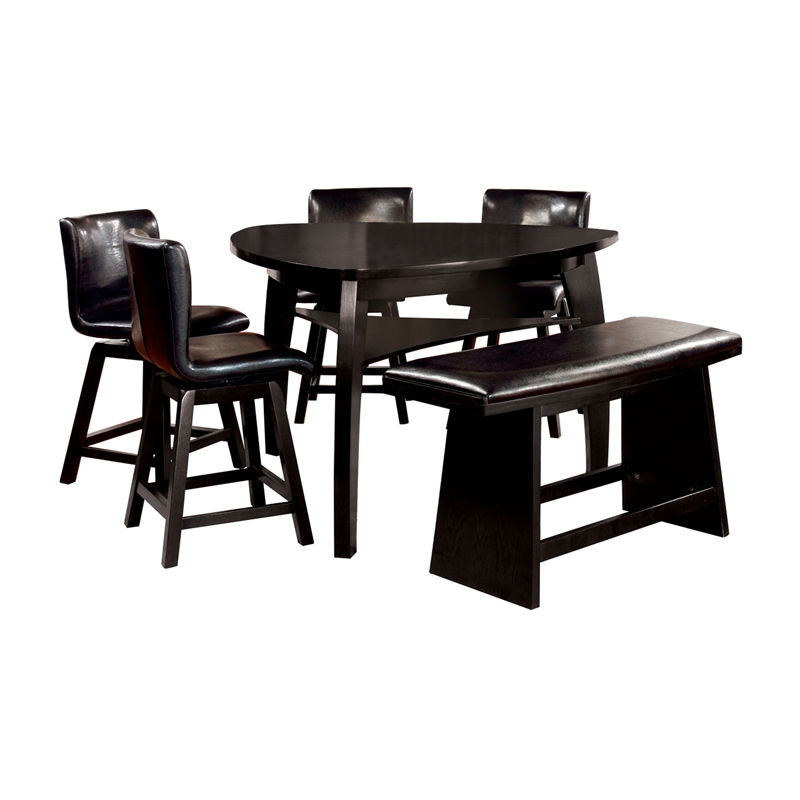 Bowery Hill Wood 6 Piece Counter Height Dining Set in Black