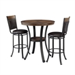 Bowery Hill 3 Piece Metal and Wood Pub Table Set in Rustic Umber Brown