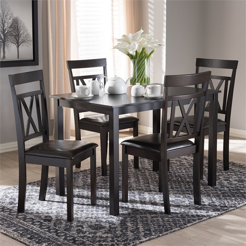 Bowery Hill 5 Piece Dining Set in Dark Brown
