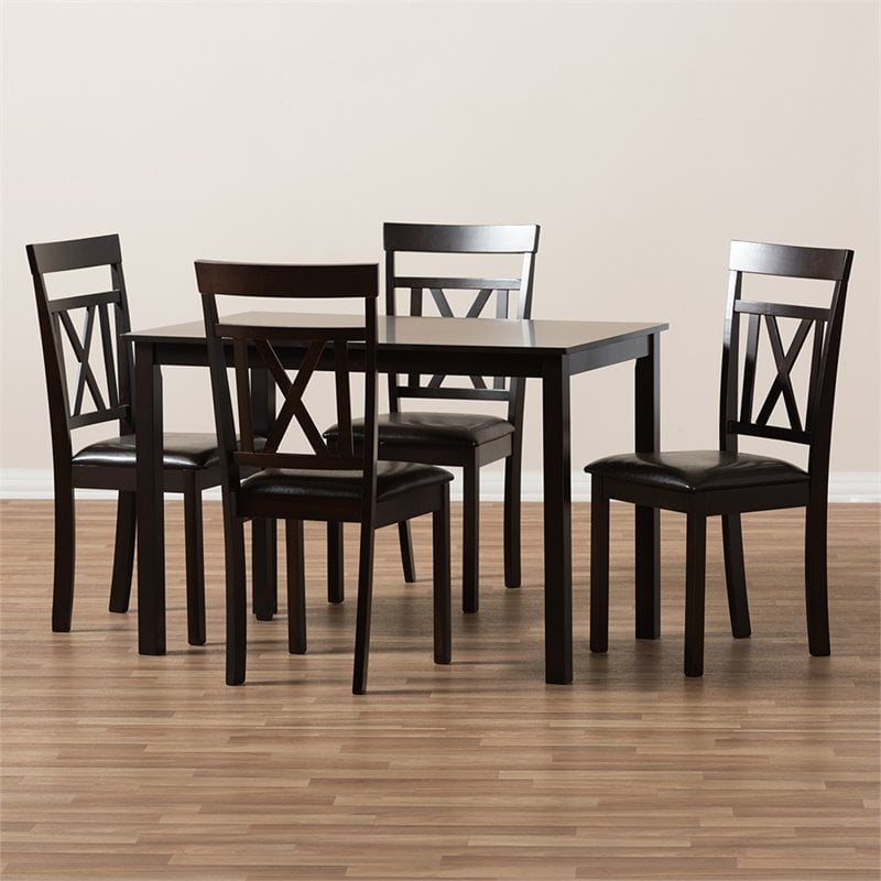 Bowery Hill 5 Piece Dining Set in Dark Brown
