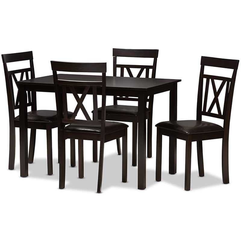 Bowery Hill 5 Piece Dining Set in Dark Brown