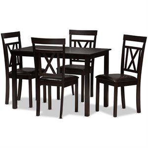 Bowery Hill 5 Piece Dining Set in Dark Brown