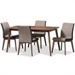 Bowery Hill 5 Piece Dining Set in Beige and Walnut Brown
