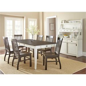 Bowery Hill Two-Tone 7 Piece Dining Set in Dark Oak
